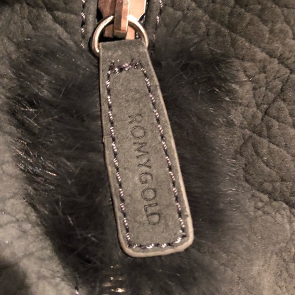 Grey suede and fur trim envelope bag - RomyGold - Picture 4 of 4